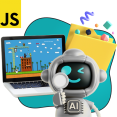 Язык программирования JavaScript + AI. Проектное обучение + геймификация + AI-помощники - КИБЕРшкола программирования для детей, компьютерные курсы для школьников, начинающих и подростков - KIBERone г. Пушкин
